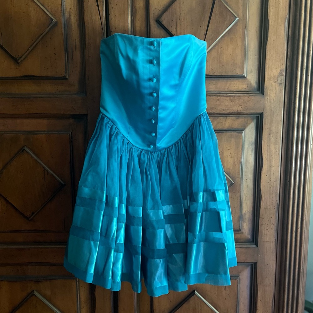 VINTAGE BETSEY JOHNSON COLLECTION BLUE CORSET MINI DRESS